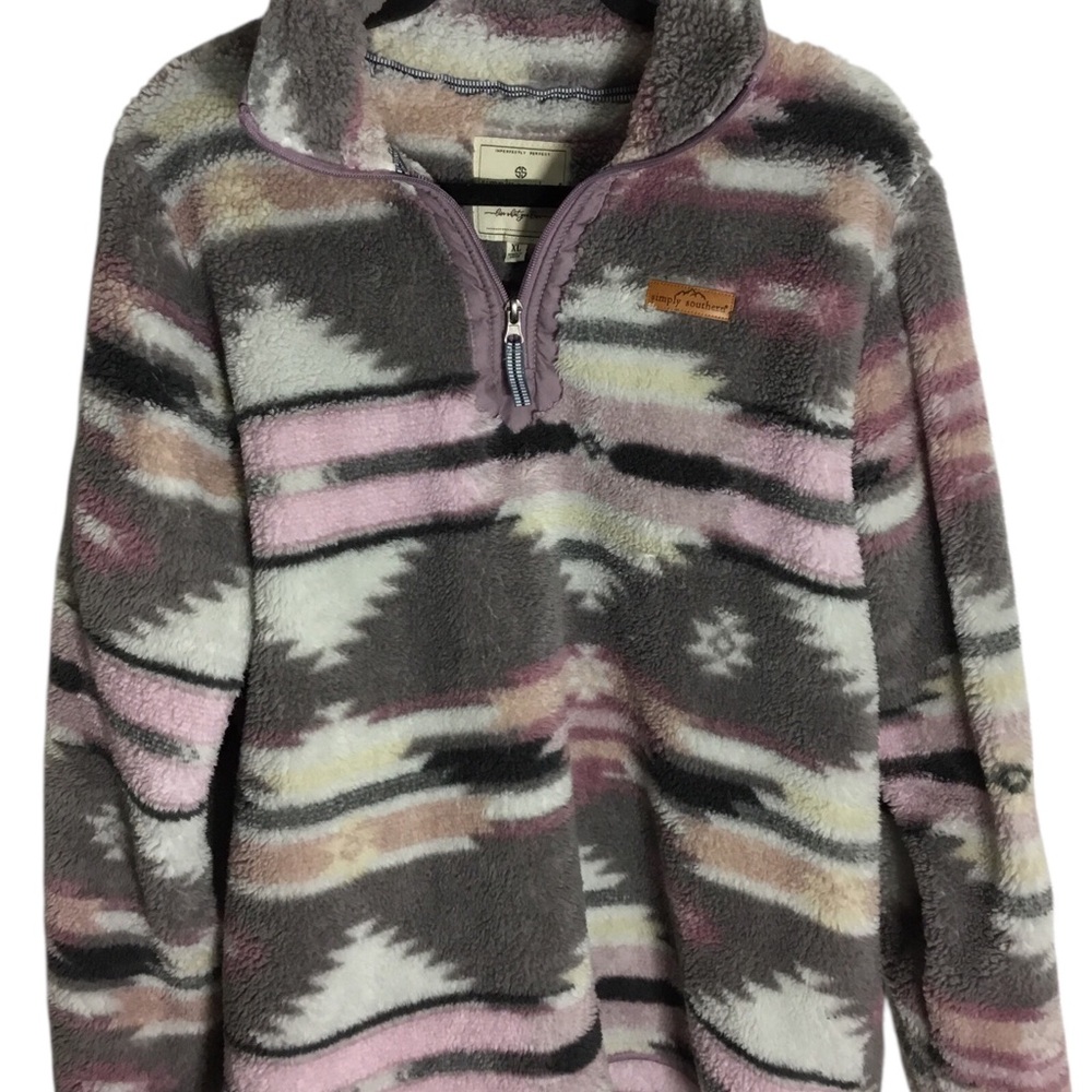 Simply Southern Turtle Fleece Quarter Zip Pullover Sweater size XL - Picture 10 of 11